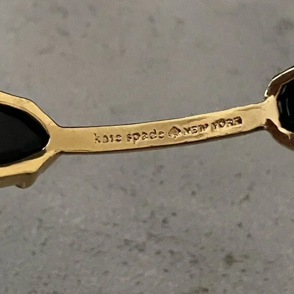Kate Spade Desert Rose Black Opaque Glass Studded Gold Plated Bangle Bracelet 2. - Picture 6 of 6